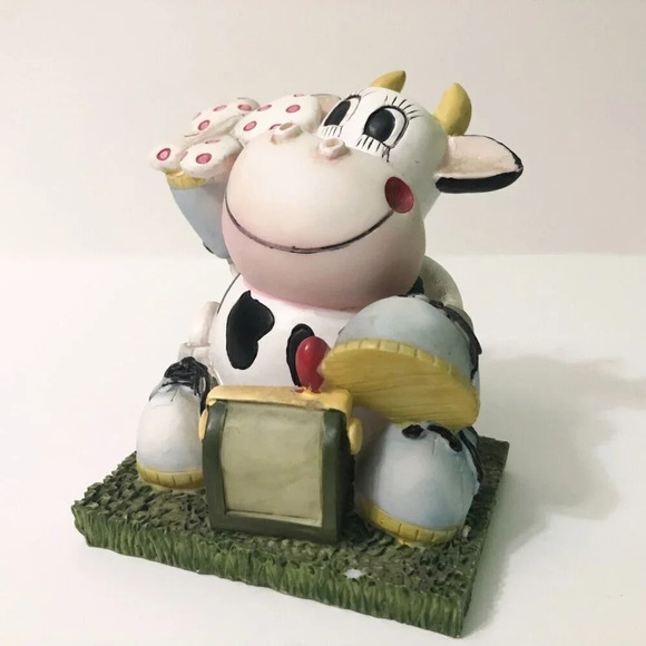 Vintage  Cow With Butterfly Coin Bank Resin Figure 4 Inch Tall - Picture 15 of 15